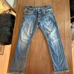 Rock Revival Men's Faded Blue Straight Jeans